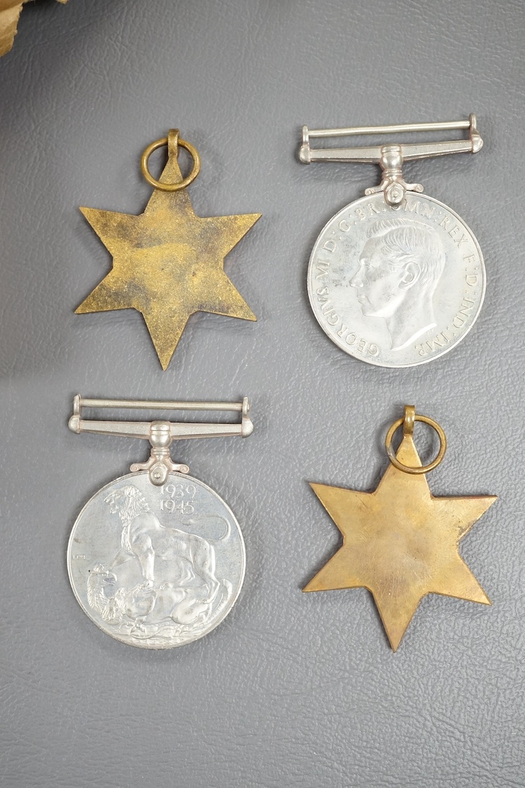 A WWII medal group awarded to E.A. Maidment, comprising; 1939-45 Star, Italy Star, Defence Medal and War Medal, in original card issue box with leaflet. Condition - good, medals still contained within their greaseproof e